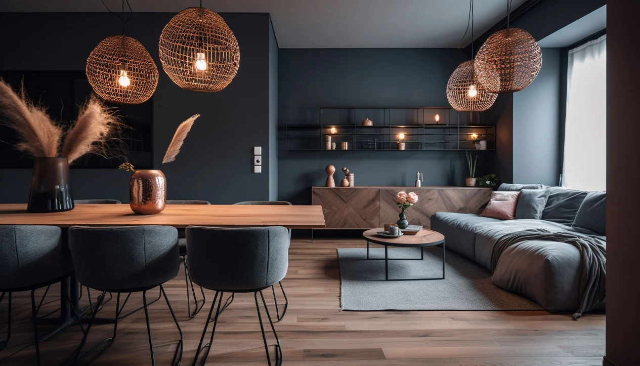 Salón con zona de comedor, del material de Special House